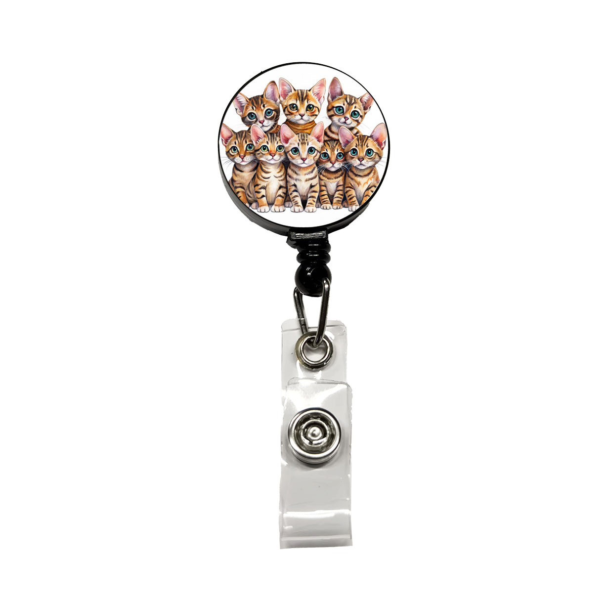 Sweet Toyger Cats Retractable ID Key Card Name Tag Badge Holder with Clip