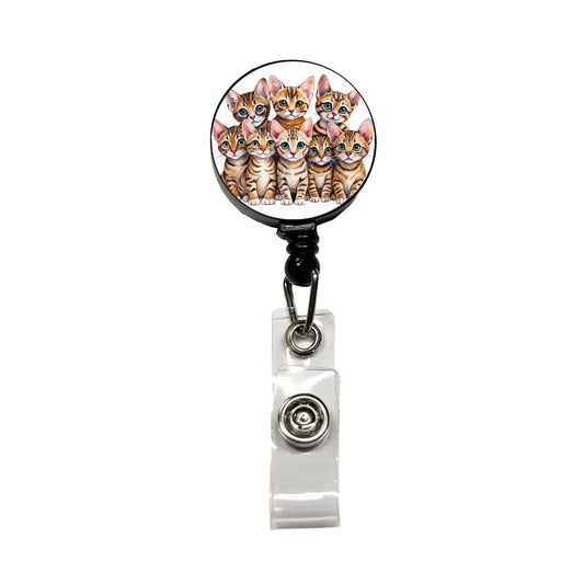 Sweet Toyger Cats Retractable ID Key Card Name Tag Badge Holder with Clip
