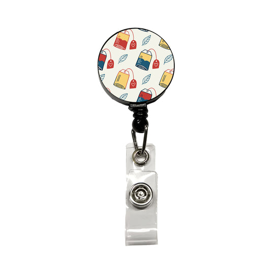 Tea Bags Fun Scattered Retractable ID Key Card Name Tag Badge Holder with Clip