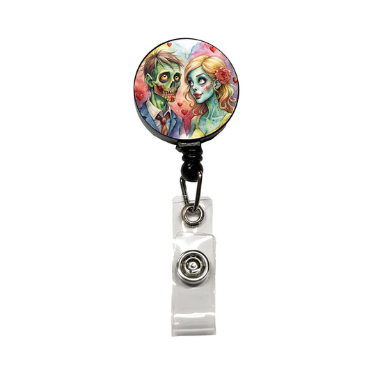 Zombies In Love Valentine's Day Halloween Retractable ID Key Card Name Tag Badge Holder with Clip