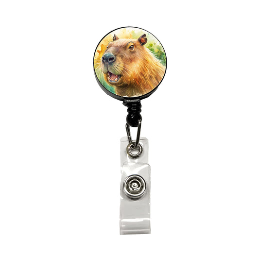 Angry Capybara Watercolor Retractable ID Key Card Name Tag Badge Holder with Clip