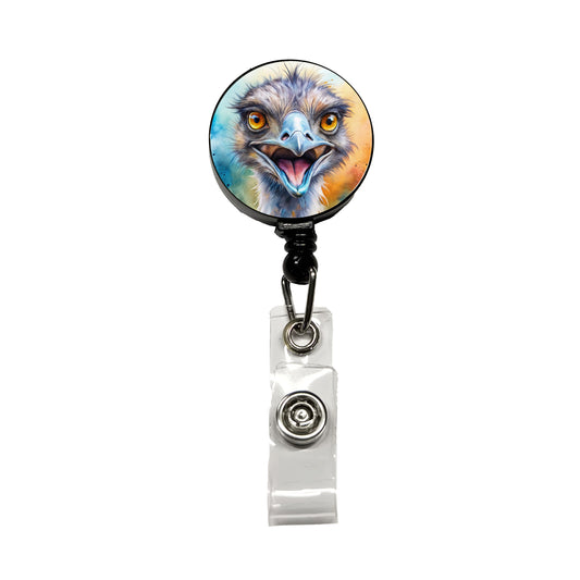 Angry Emu Watercolor Retractable ID Key Card Name Tag Badge Holder with Clip