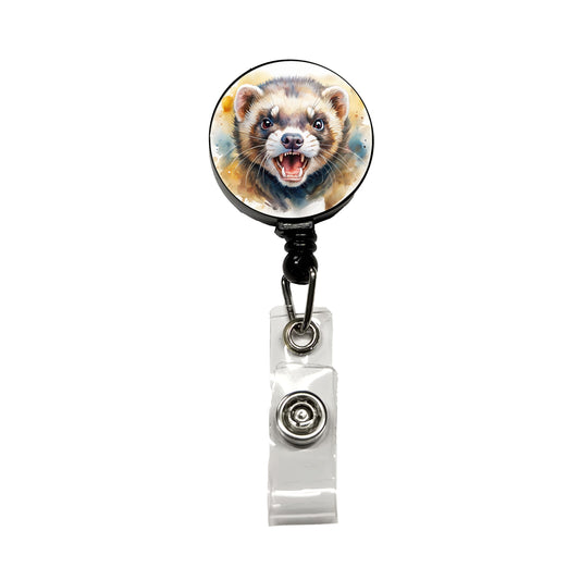 Angry Ferret Watercolor Retractable ID Key Card Name Tag Badge Holder with Clip