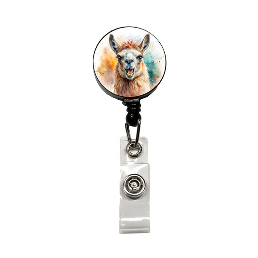 Angry Llama Watercolor Retractable ID Key Card Name Tag Badge Holder with Clip