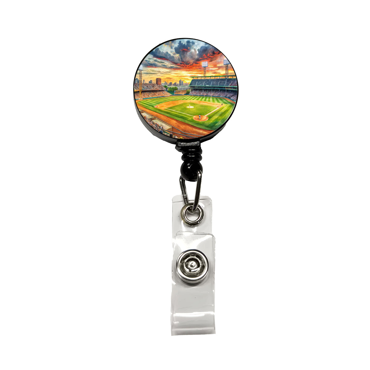 Baseball Game at the Stadium Retractable ID Key Card Name Tag Badge Holder with Clip