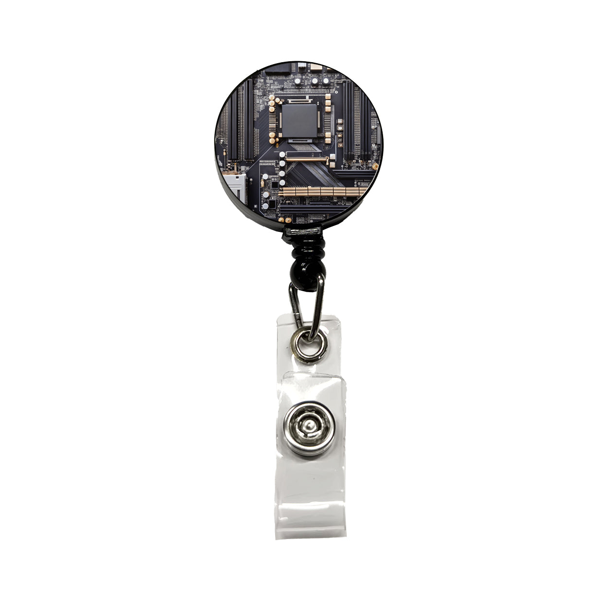 Black Gaming Computer Motherboard Retractable ID Key Card Name Tag Badge Holder with Clip
