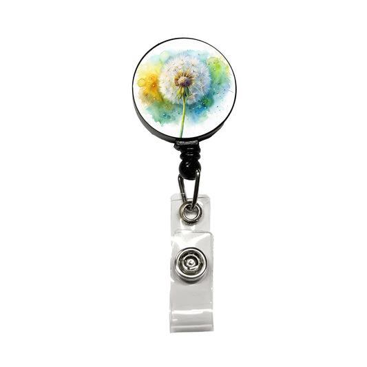 Dandelion Watercolor Retractable ID Key Card Name Tag Badge Holder with Clip