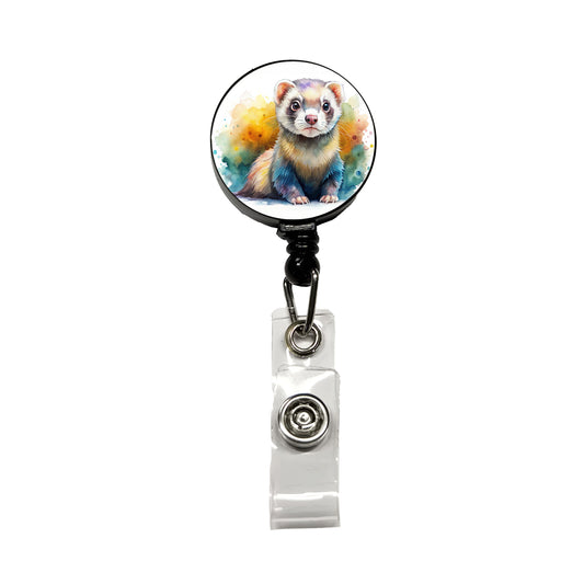 Ferret Colorful Watercolor Retractable ID Key Card Name Tag Badge Holder with Clip