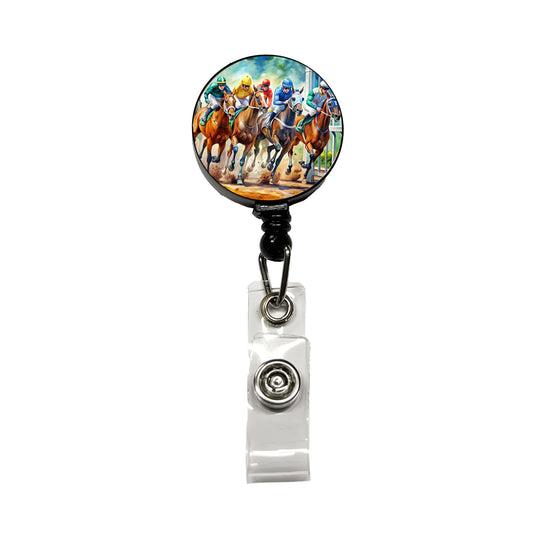 Horse Racing Track Retractable ID Key Card Name Tag Badge Holder with Clip