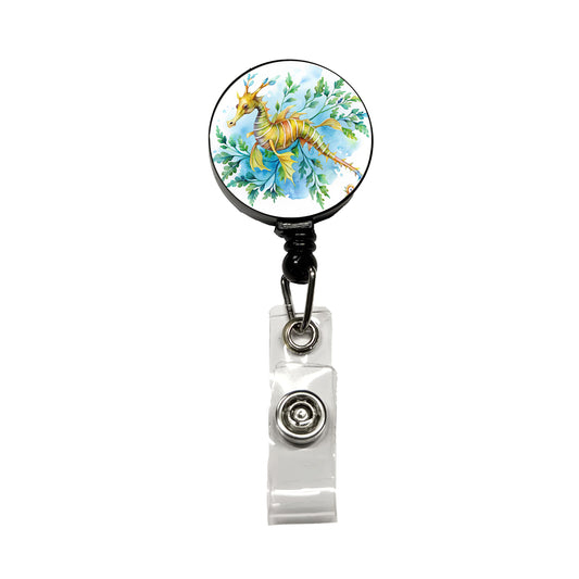 Leafy Seadragon Swimming Watercolor Retractable ID Key Card Name Tag Badge Holder with Clip