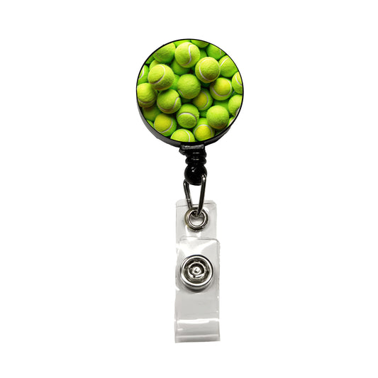 Lots Of Tennis Balls Retractable ID Key Card Name Tag Badge Holder with Clip