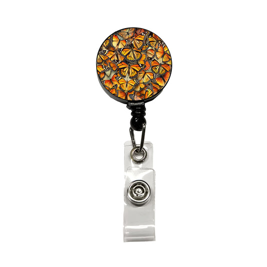 Monarch Butterflies Covering Everything Retractable ID Key Card Name Tag Badge Holder with Clip