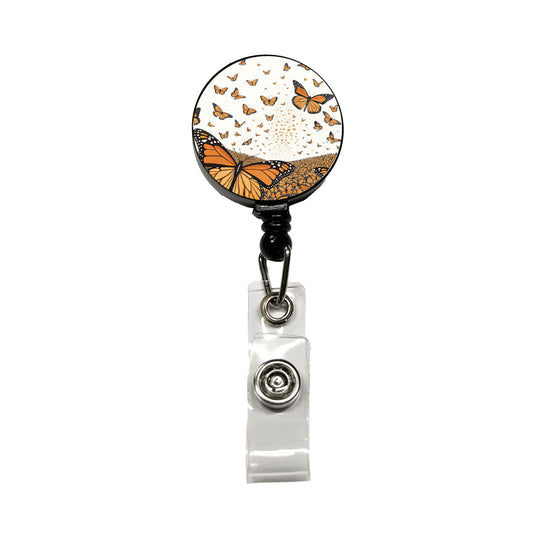 Monarch Butterflies Covering the Countryside Retractable ID Key Card Name Tag Badge Holder with Clip