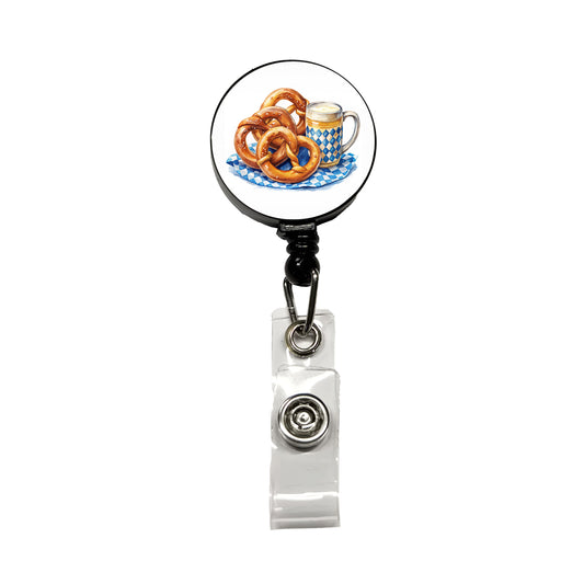 Oktoberfest German Pretzels Watercolor Retractable ID Key Card Name Tag Badge Holder with Clip