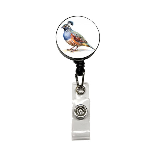 Quail Watercolor Retractable ID Key Card Name Tag Badge Holder with Clip