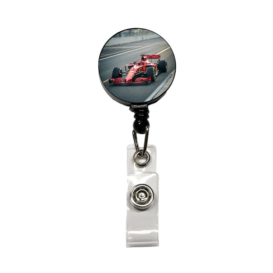 Red Racing Sports Car Retractable ID Key Card Name Tag Badge Holder with Clip