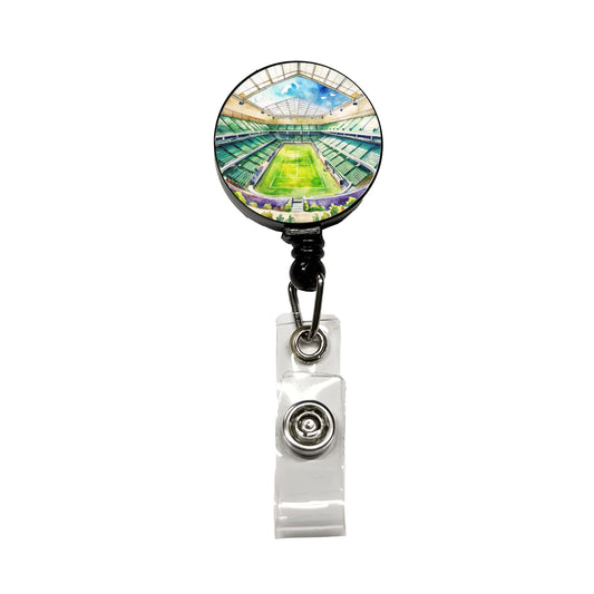 Tennis Stadium Center Court Watercolor Retractable ID Key Card Name Tag Badge Holder with Clip