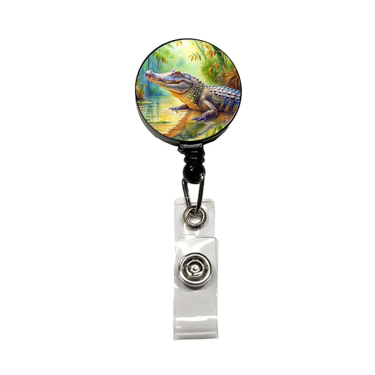 Alligator Crocodile In Swamp Retractable ID Key Card Name Tag Badge Holder with Clip