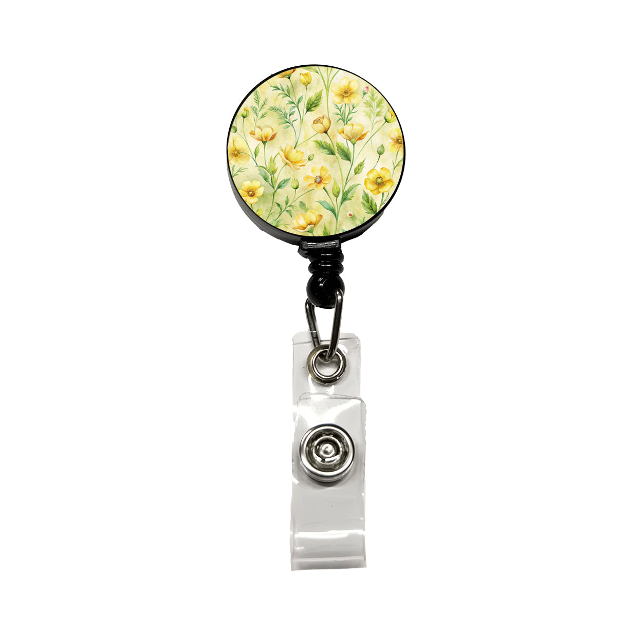 Buttercups Yellow Flowers Retractable ID Key Card Name Tag Badge Holder with Clip