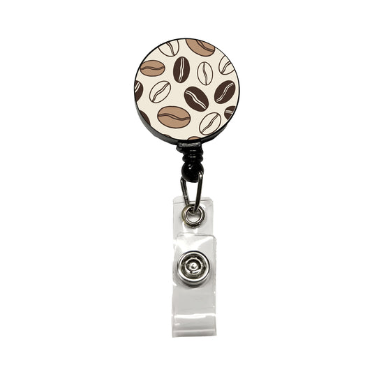 Coffee Beans Sketch Retractable ID Key Card Name Tag Badge Holder with Clip