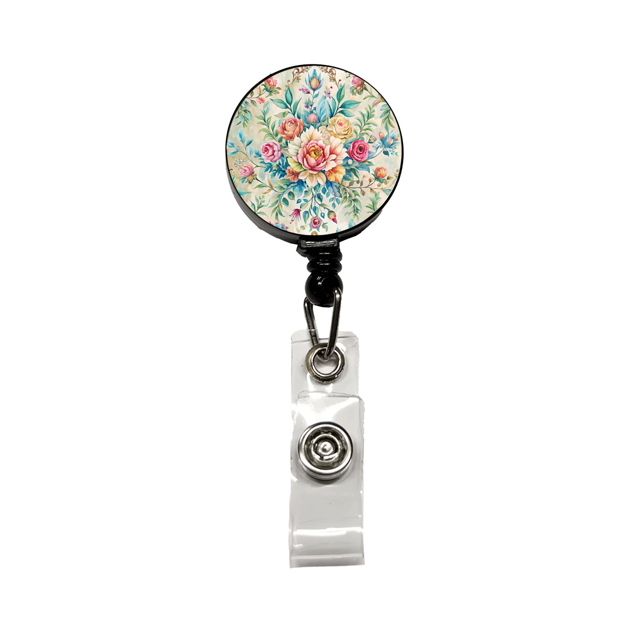 Elegant Bohemian Wallpaper Retractable ID Key Card Name Tag Badge Holder with Clip