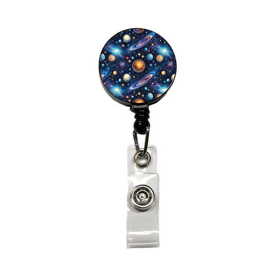 Galaxy Outer Space Astronomy Pattern Retractable ID Key Card Name Tag Badge Holder with Clip