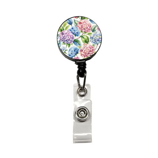 Hydrangea Flowers Wallpaper Retractable ID Key Card Name Tag Badge Holder with Clip