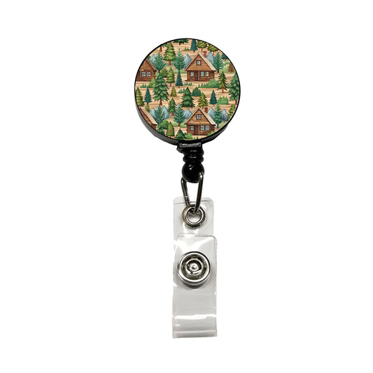 Log Cabin Pattern Retractable ID Key Card Name Tag Badge Holder with Clip