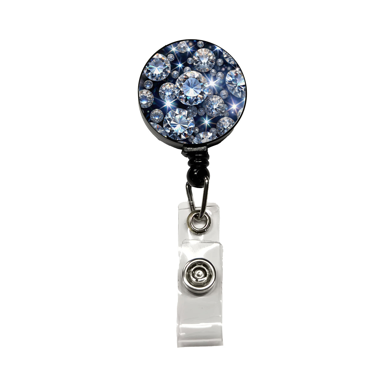 Lots Of Diamonds Retractable ID Key Card Name Tag Badge Holder with Clip