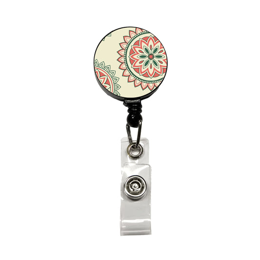 Mandala Design Retractable ID Key Card Name Tag Badge Holder with Clip