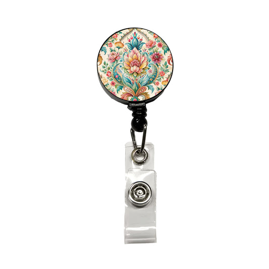 Refined Bohemian Wallpaper Retractable ID Key Card Name Tag Badge Holder with Clip