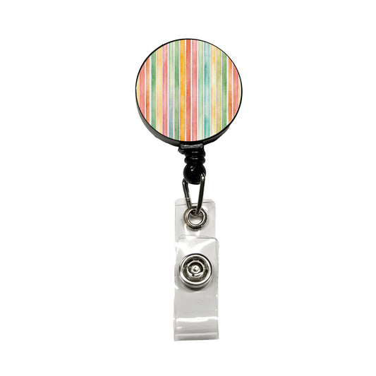 Striped 70s Wallpaper Retractable ID Key Card Name Tag Badge Holder with Clip