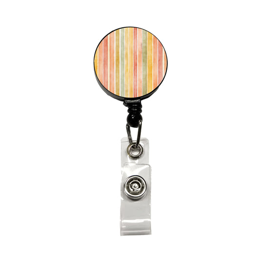 Striped Tonal 70s Wallpaper Retractable ID Key Card Name Tag Badge Holder with Clip