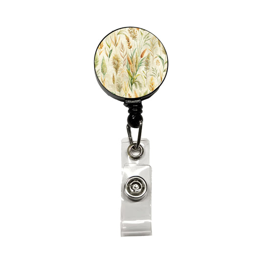 Wild Grasses Background Retractable ID Key Card Name Tag Badge Holder with Clip