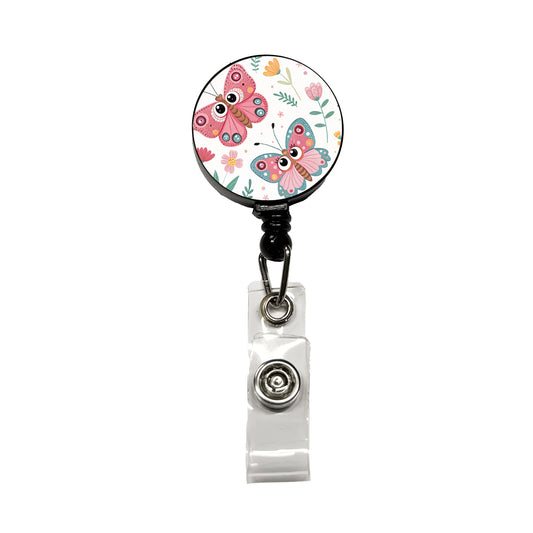 Adorable Butterflies Retractable ID Key Card Name Tag Badge Holder with Clip