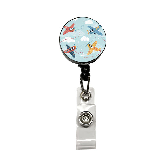 Airplanes Cute Cartoon Retractable ID Key Card Name Tag Badge Holder with Clip