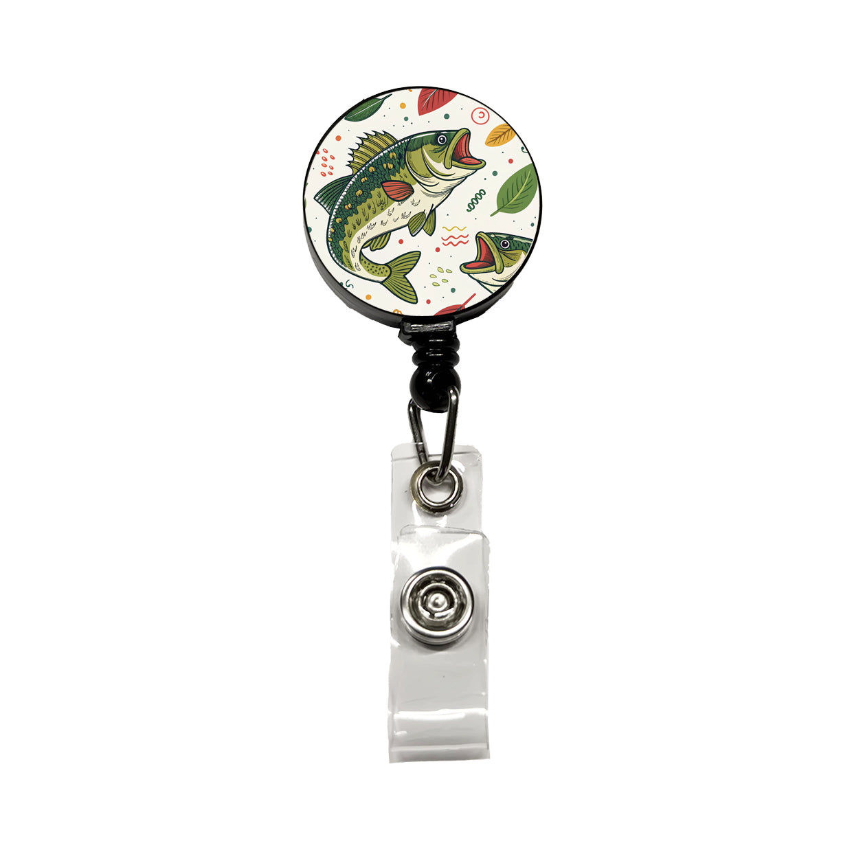 Bass Fish Fishing Cute Cartoon Retractable ID Key Card Name Tag Badge Holder with Clip