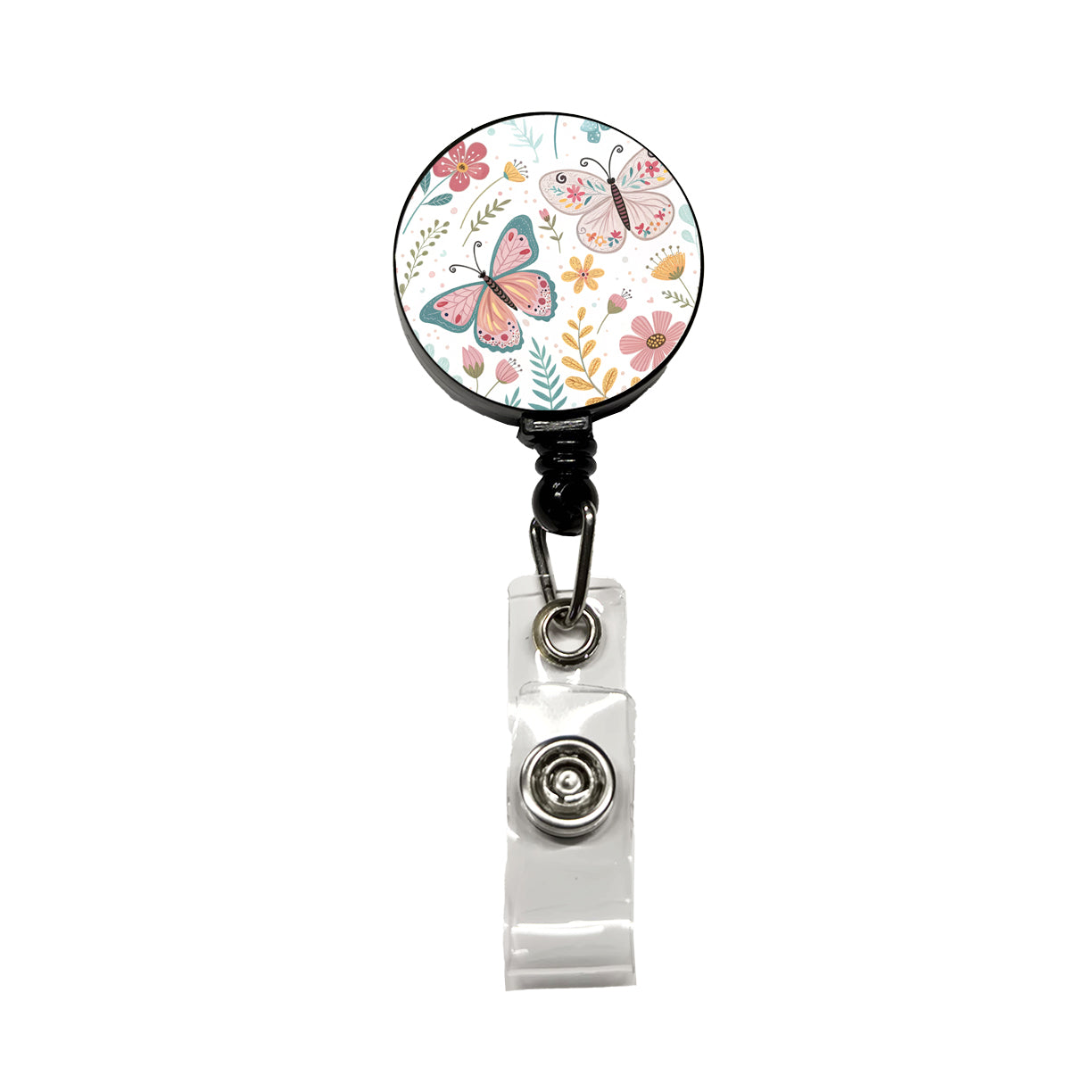 Cute Butterflies Pastel Retractable ID Key Card Name Tag Badge Holder with Clip