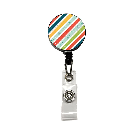 Cute Diagonal Stripes Retractable ID Key Card Name Tag Badge Holder with Clip