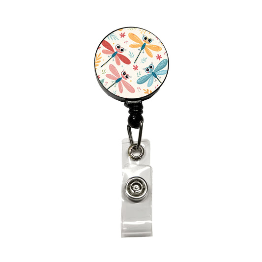 Cute Dragonflies Retractable ID Key Card Name Tag Badge Holder with Clip