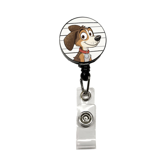 Dog Mug Shot Retractable ID Key Card Name Tag Badge Holder with Clip