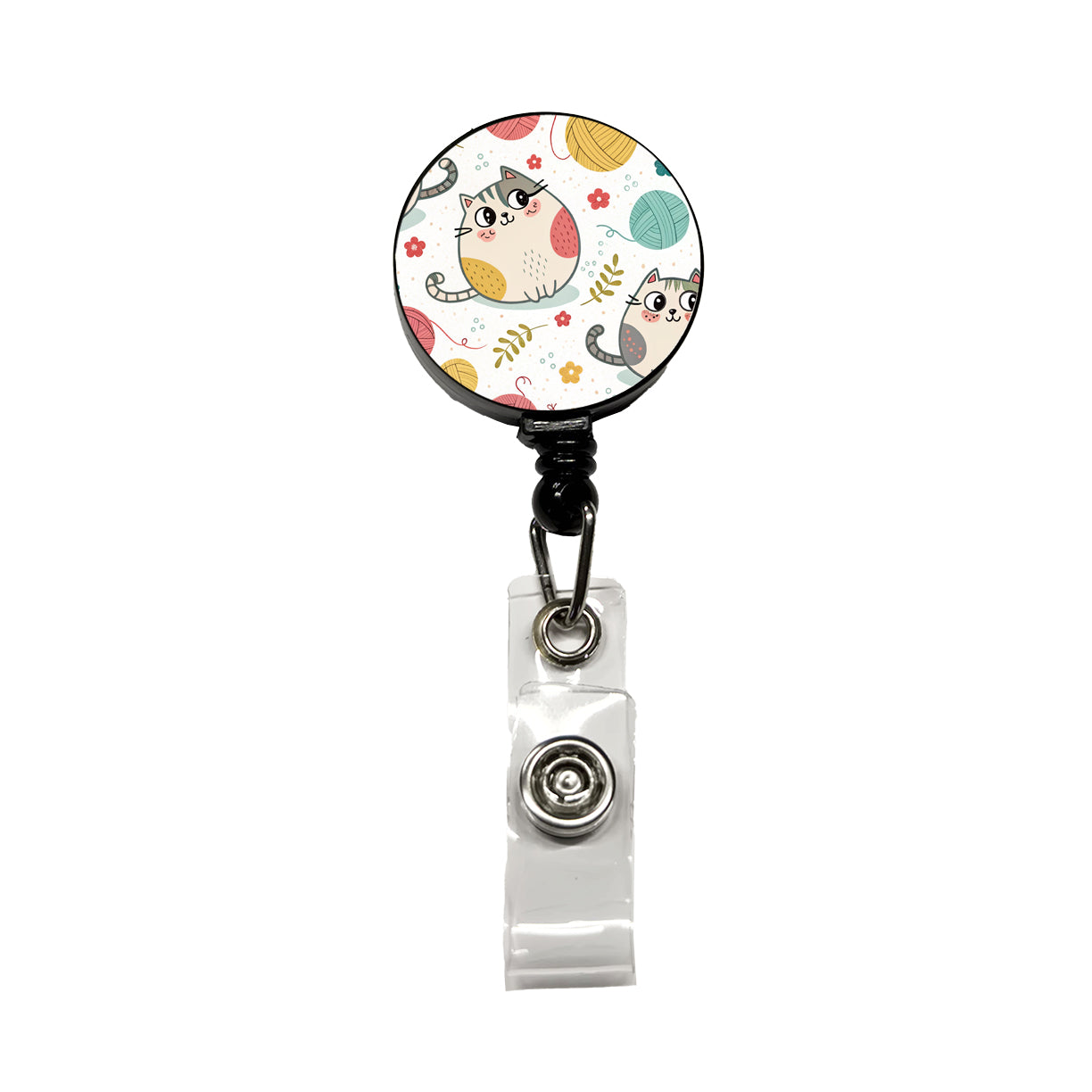 Fat Cats And Yarn Knitting Crochet Retractable ID Key Card Name Tag Badge Holder with Clip