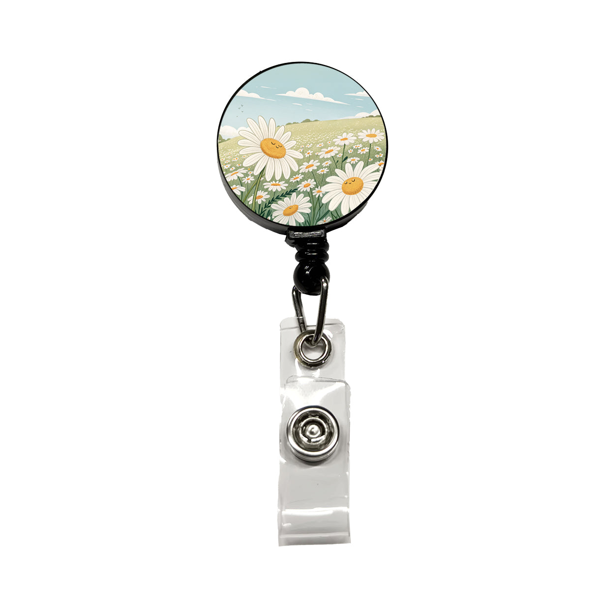 Field Of Daisies Daisy Flowers Retractable ID Key Card Name Tag Badge Holder with Clip