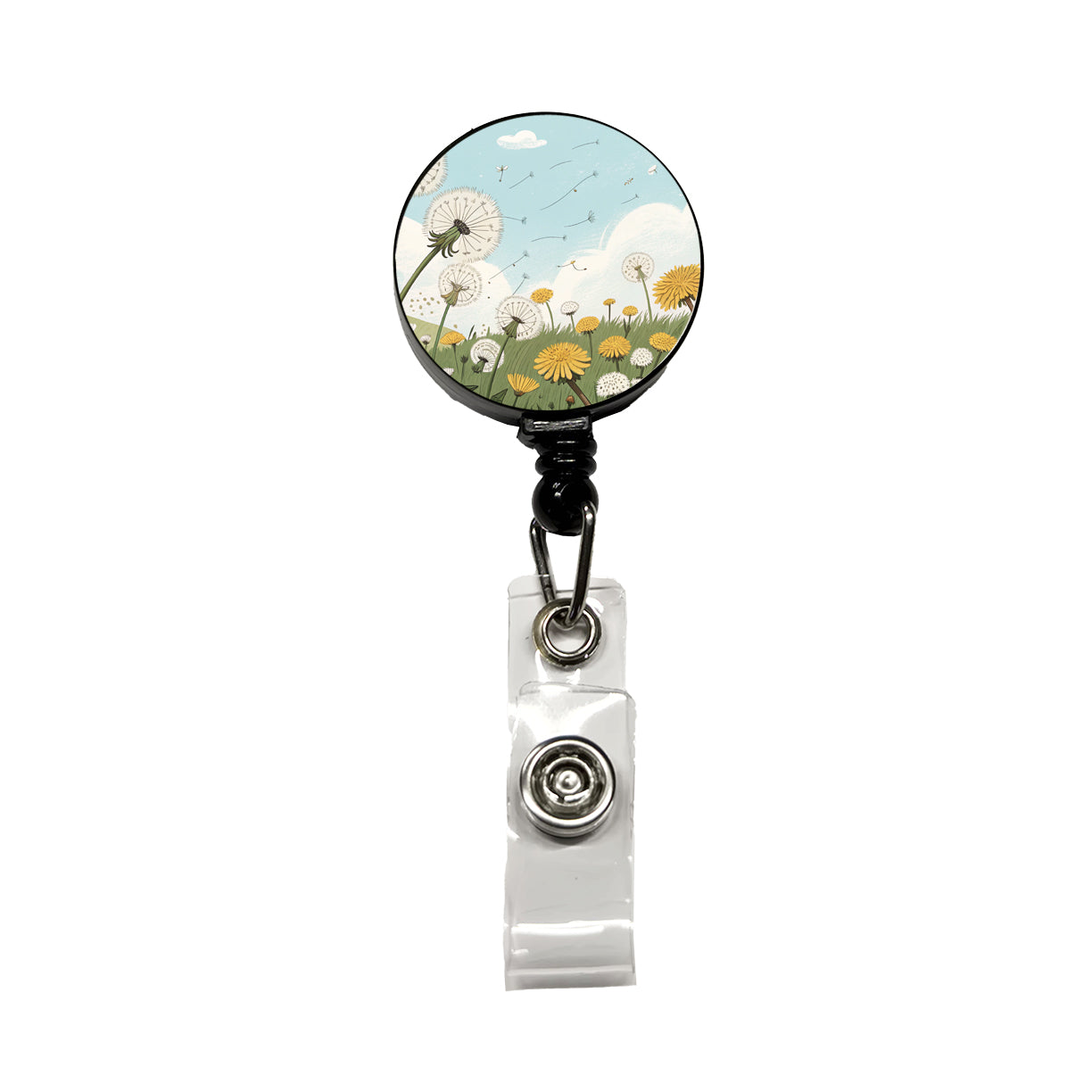 Field Of Dandelions Flowers Retractable ID Key Card Name Tag Badge Holder with Clip