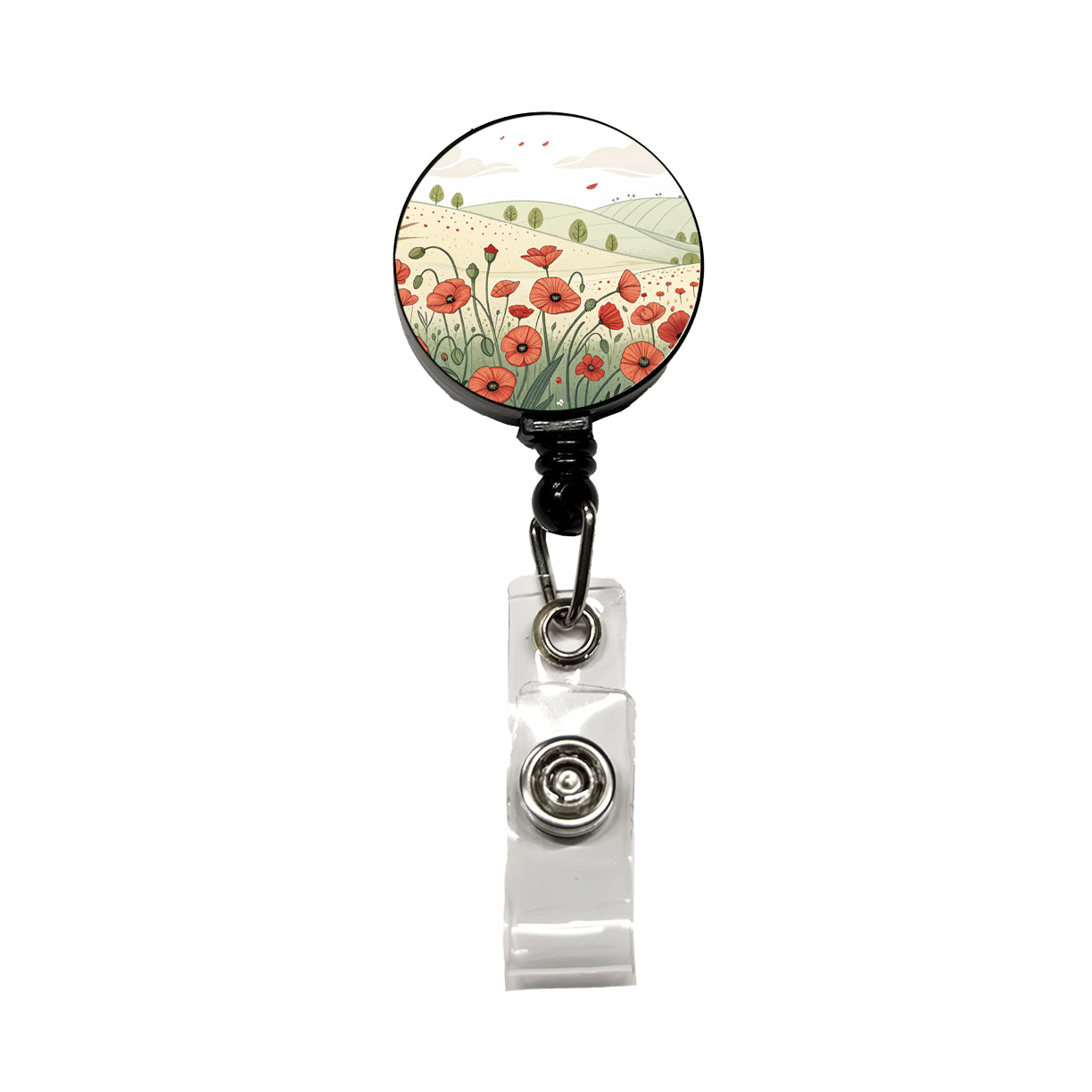 Field Of Poppies Poppy Flowers Retractable ID Key Card Name Tag Badge Holder with Clip