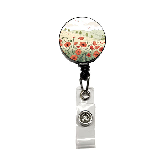 Field Of Poppies Poppy Flowers Retractable ID Key Card Name Tag Badge Holder with Clip