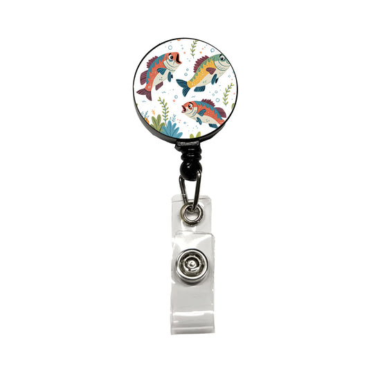 Fish Fishing Cute Cartoon Retractable ID Key Card Name Tag Badge Holder with Clip