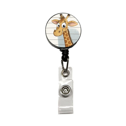 Giraffe Mug Shot Retractable ID Key Card Name Tag Badge Holder with Clip