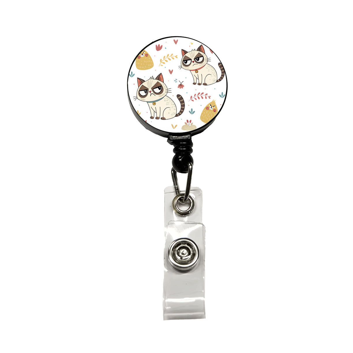 Grumpy Persian Kitties Cats Retractable ID Key Card Name Tag Badge Holder with Clip