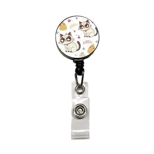 Grumpy Persian Kitties Cats Retractable ID Key Card Name Tag Badge Holder with Clip